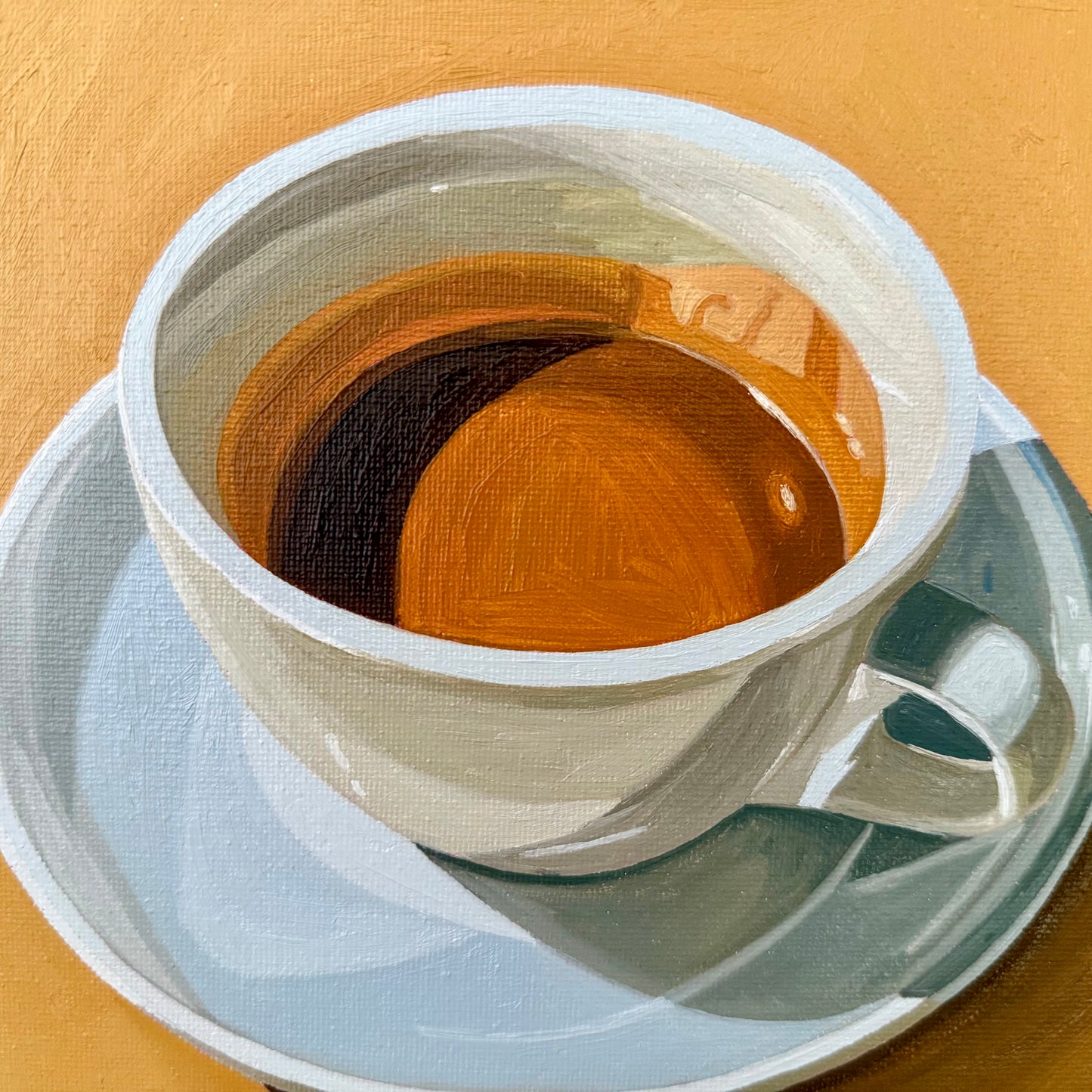 Espresso on Tuscan yellow