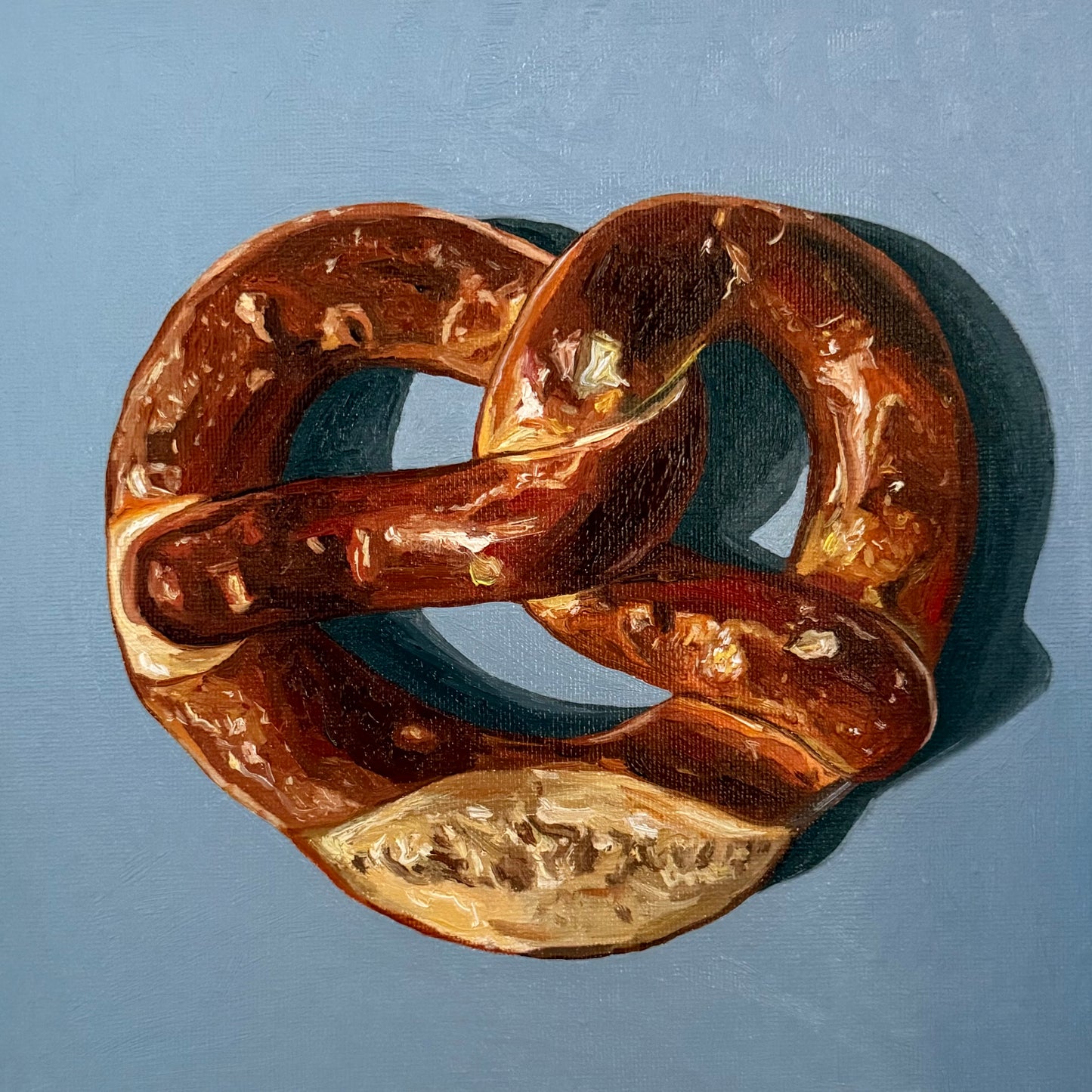 Pretzel on blue