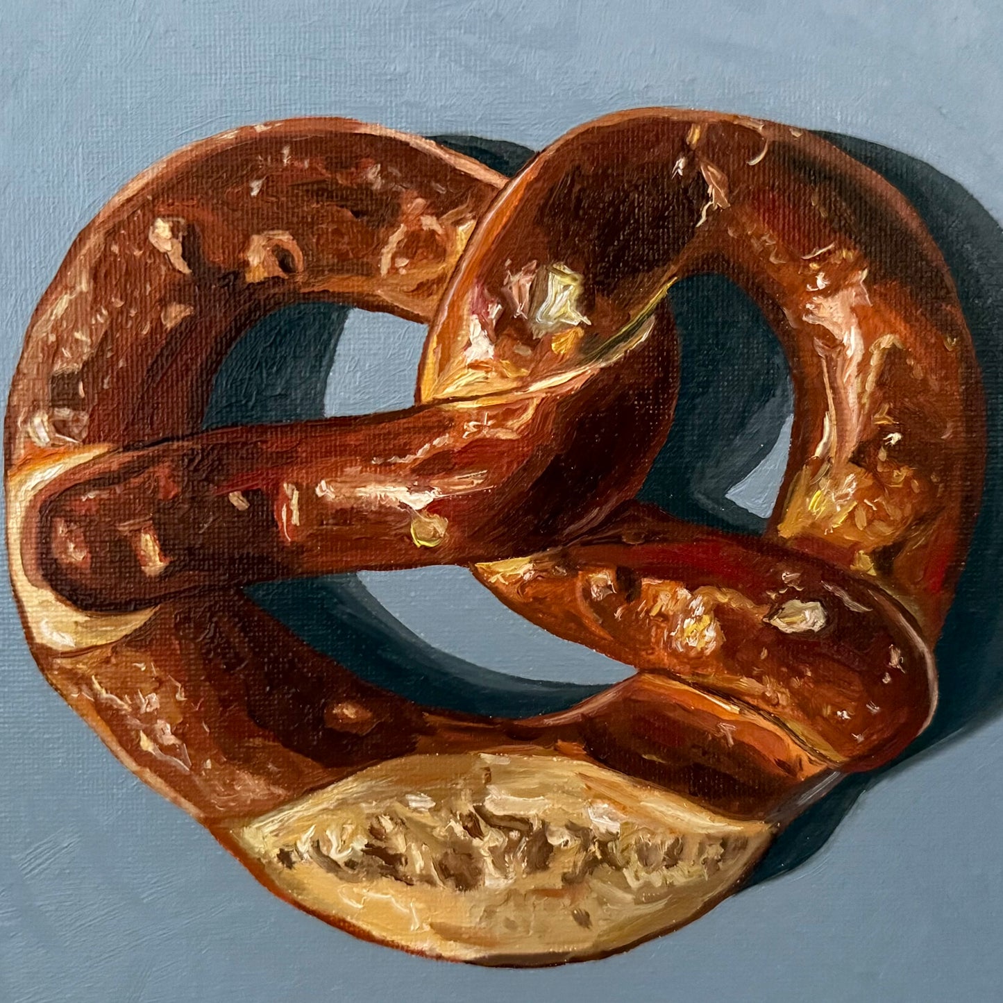 Pretzel on blue