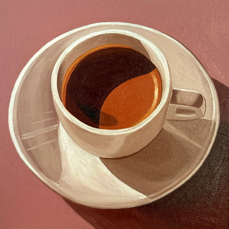 Coffee on dusty pink