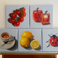 Red Peppers on Blue