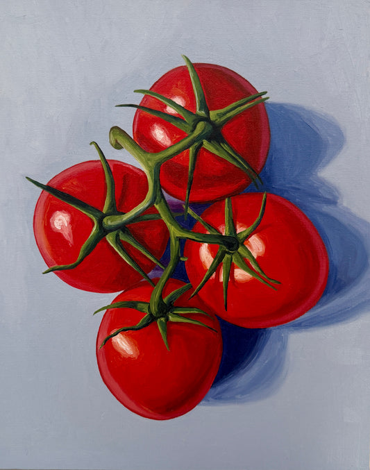 Four Tomatoes on Blue