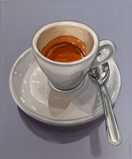 Espresso on Soft Periwinkle - Reserved for Auction