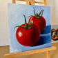 Tomatoes on blue