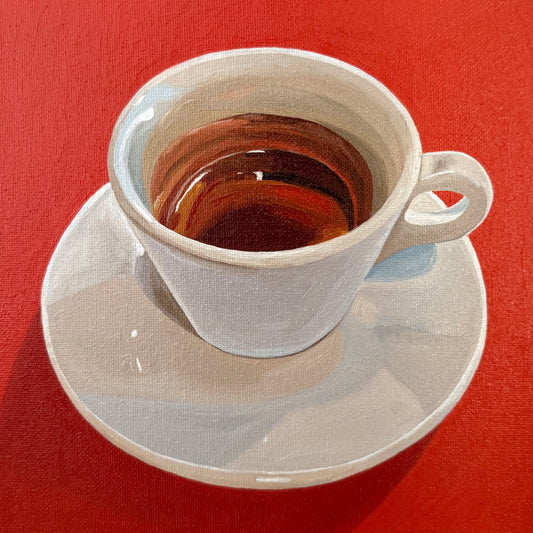 Espresso on red orange - Reserved for auction