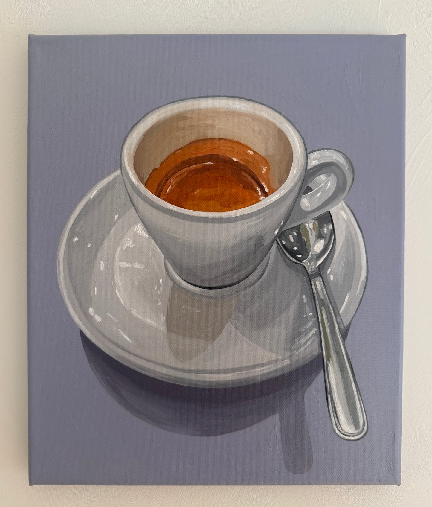 Espresso on Soft Periwinkle - Reserved for Auction