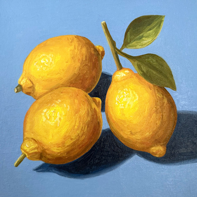 Lemons on blue