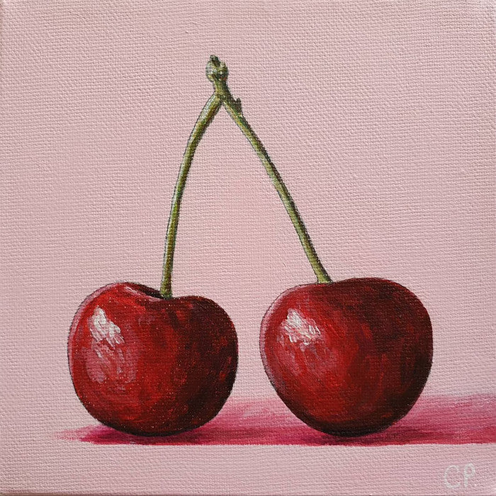 Cherries on Pink — original painting by Cansu Rossi